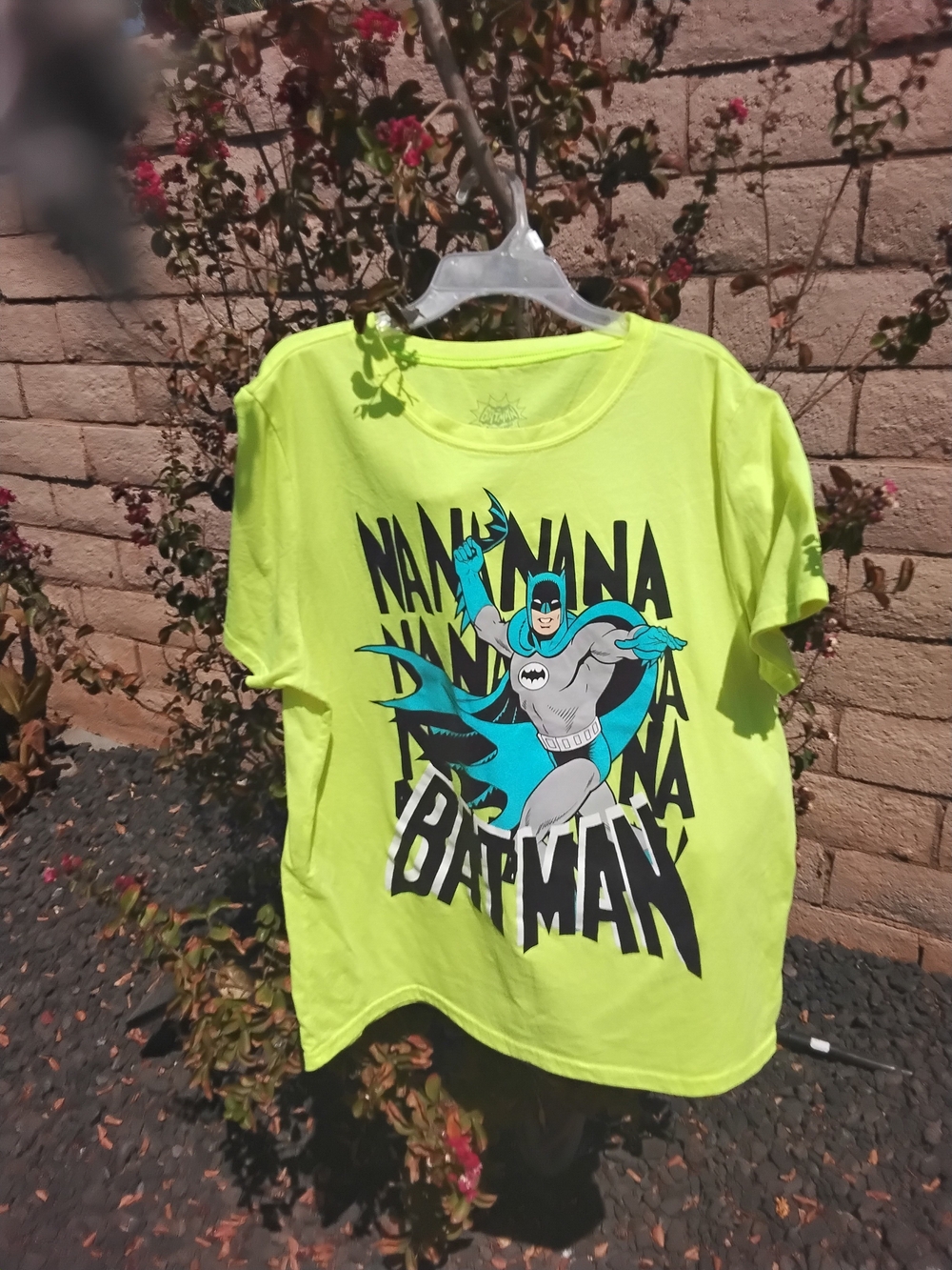 Batman Neon Yellow Graphic Tee with Blue Accent